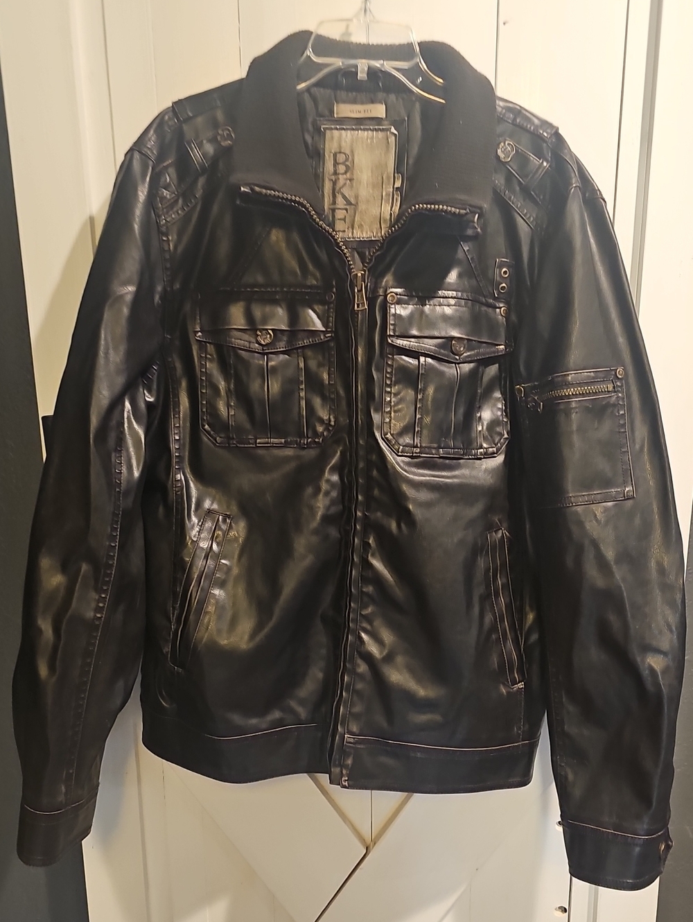 BKE Faux Leather Bomber Jacket